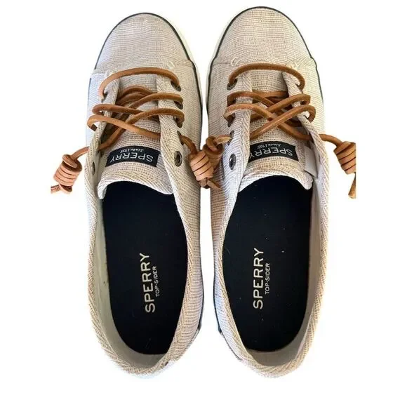 Sperry Women's Seacoast Beige Canvas Sneakers Size 8M Casual Summer - Picture 5 of 7